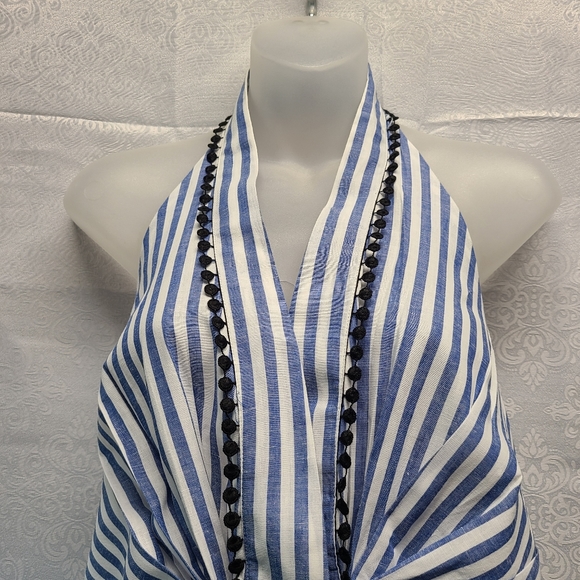 Zara Woman Blue/White Striped Halter Top XS GUC - Picture 3 of 13